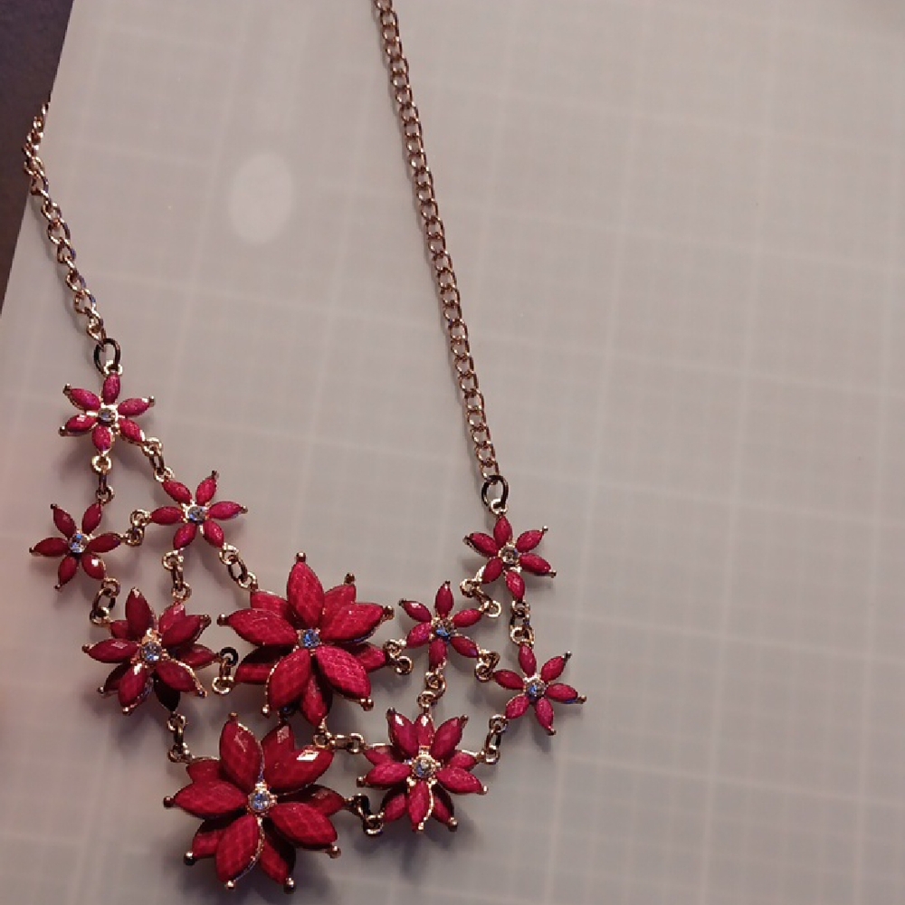 Floral Red Necklace